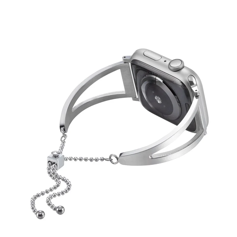 Женский ремешок для Apple Watch 38 мм 42 мм 40 мм 44 мм ремешок из нержавеющей стали металлический браслет для iWatch серии 5 4 3 2 1 блестящая цепочка