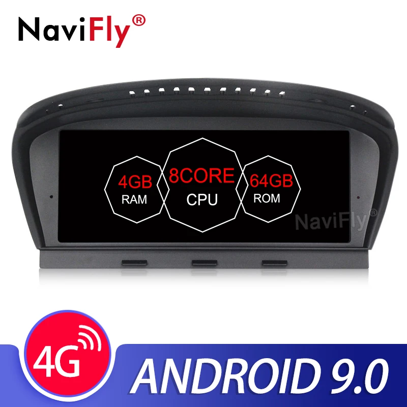 NaviFly Android 7,1/9,0 автомобильный мультимедийный плеер ips экран для BMW 5 серии E60 E61 E63 E64/3 серии E90 E91 E92 2004-2011 gps BT