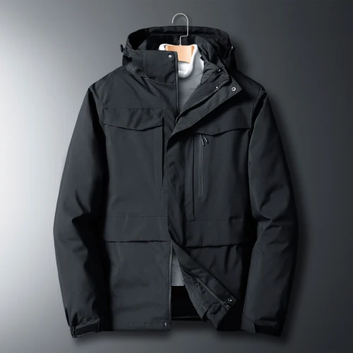5XL 6XL 7XL 8XL большой размер съемный вкладыш толстый теплый мужской пуховик с капюшоном зимний высококачественный пуховик на молнии с карманами - Цвет: Черный