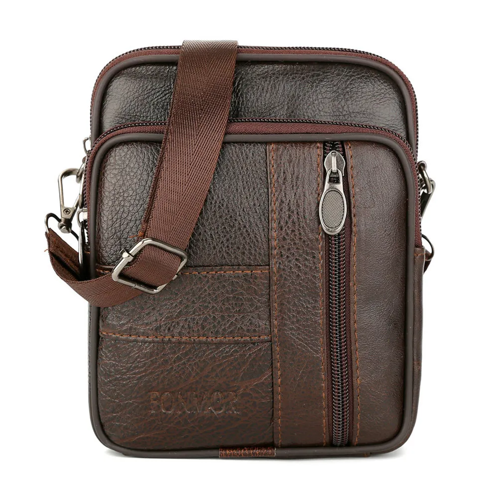 

MAIOUMY Men's bag Vintage Pure Color Leather Commerce leisure Cross body Shoulder Bag Commerce Waist Bag for men Dropshipping #5