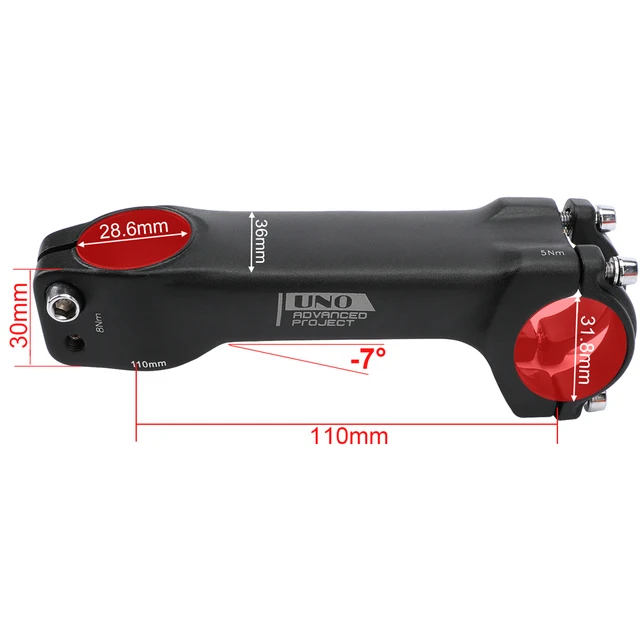 NEW UNO Bicycle Handlebar Parts MTB Stem 31.8 Bar Mount Mountain Road Bike Stem -7 Degree A Down Stem 70-120mm Bicycl Accessorie 31.8x110mm stem -7