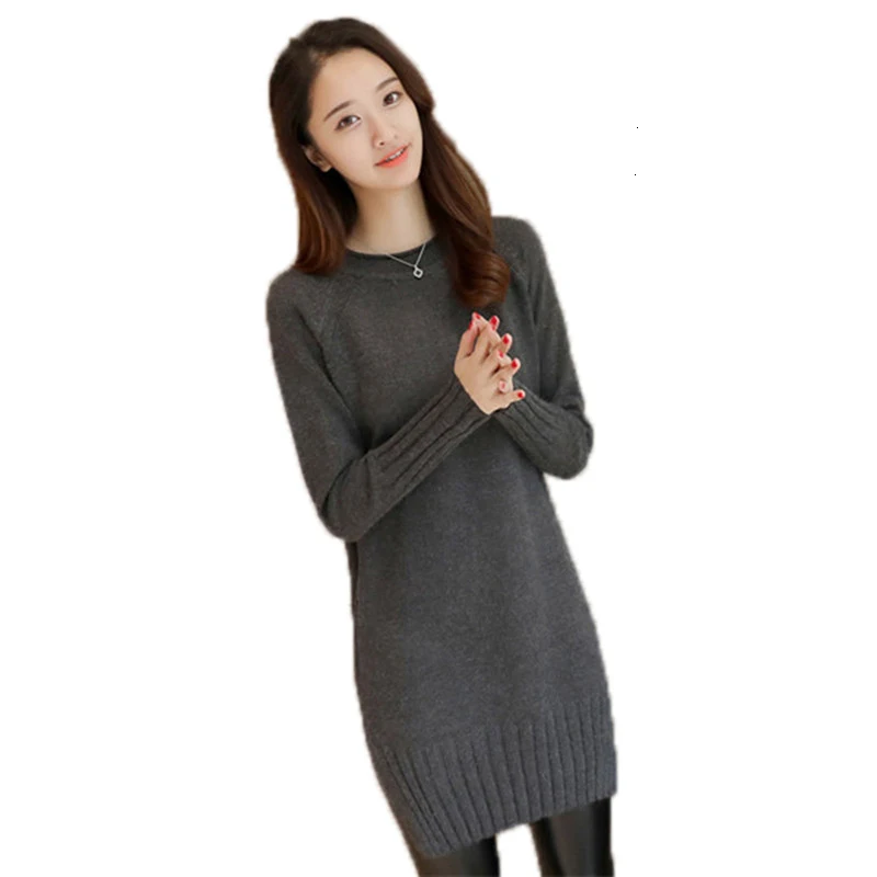 

Spring new women's fashion O -neck sweater Autumn and winter long paragraph loose large size sweater women LU014
