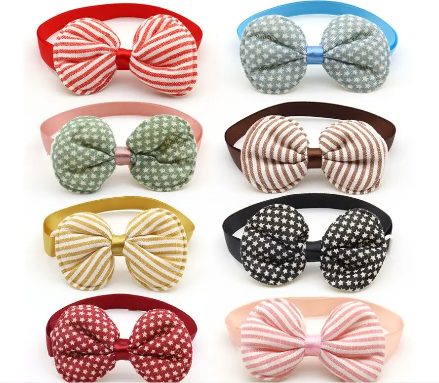 

50pic/set Cat and dog bow tie Stripe Star series bow tie collar bow tie Cat and dog tie color random send