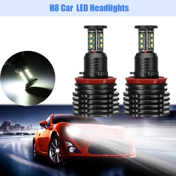 

H8 Headlight Bulb,2Pcs 120W 12LED White Angle EyesLED Marker Ring Light Bulb for BMW E90 E92 E82 E60 E70 E71 X5 X6 E89