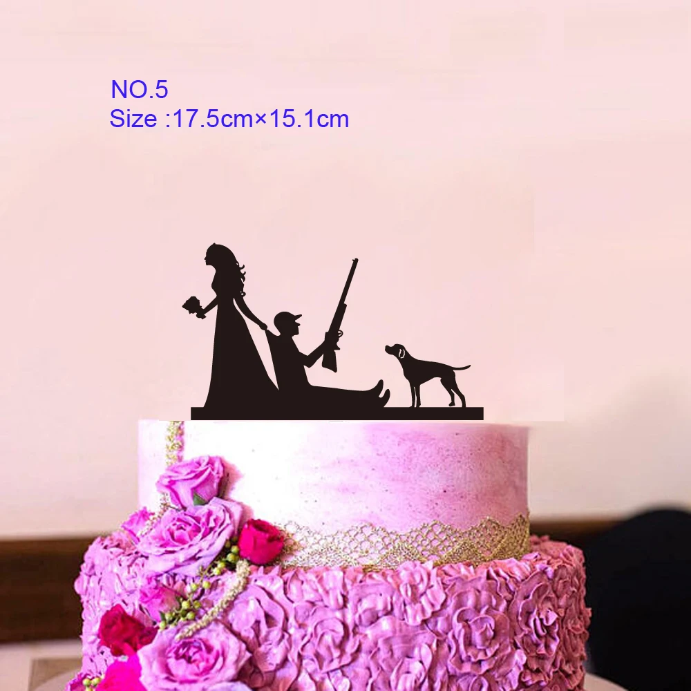 Funny Wedding Party Cake Topper Bride Groom Mr Mrs Acrylic Black Cake Toppers Mixed Sports Style Couples Cake Wedding Decoration (9)