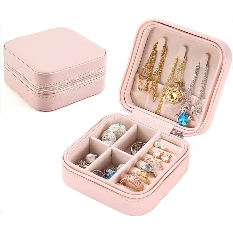 Portable Jewelry Box Portable Storage Organizer Earring Holder Zipper