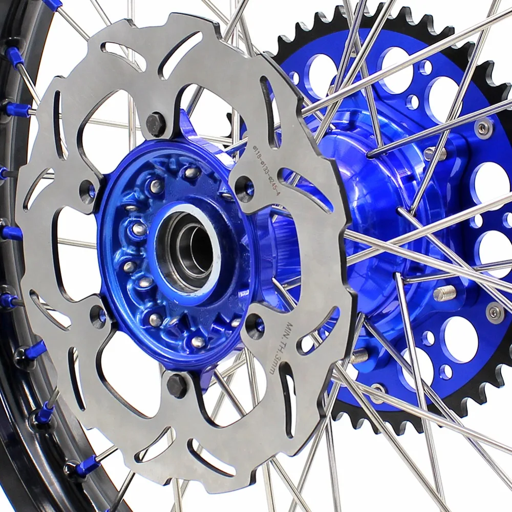 21/19 CASTING COMPLETE MX WHEELS SET FOR YAMAHA YZ250F YZ450F- FRONT 270MM DISC BLUE NIPPLE