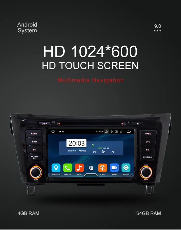 Besina Android 9,0 автомобильный dvd-плеер для Nissan qashqai X-Trail- Мультимедиа gps Navi wifi 2 Din автомобильный радиоприемник 4G+ 64G стерео