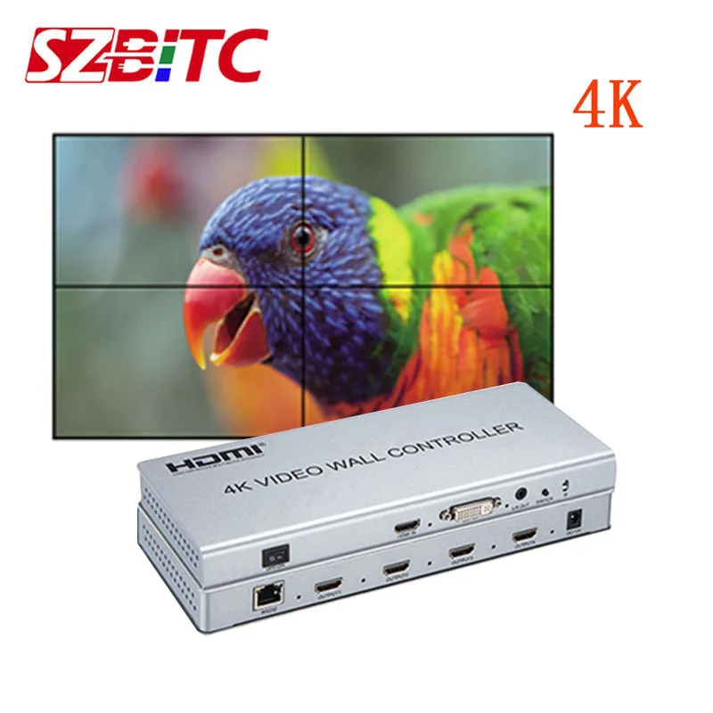 ^Cheap SZBITC 4K Video Wall Controller 2x2 1x2 2x1 1x4 4x1 Video 180 degrees Rotation HDMI DVI in with Remote Control For LCD TV