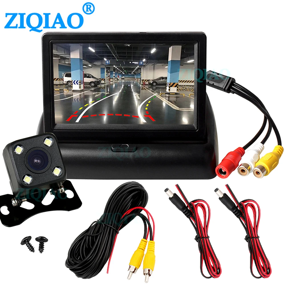 ZIQIAO 4,3 "TFT LCD Автомобильный складной монитор динамическая камера обратная камера для парковки система обратного монитора|Камера для авто|   | АлиЭкспресс