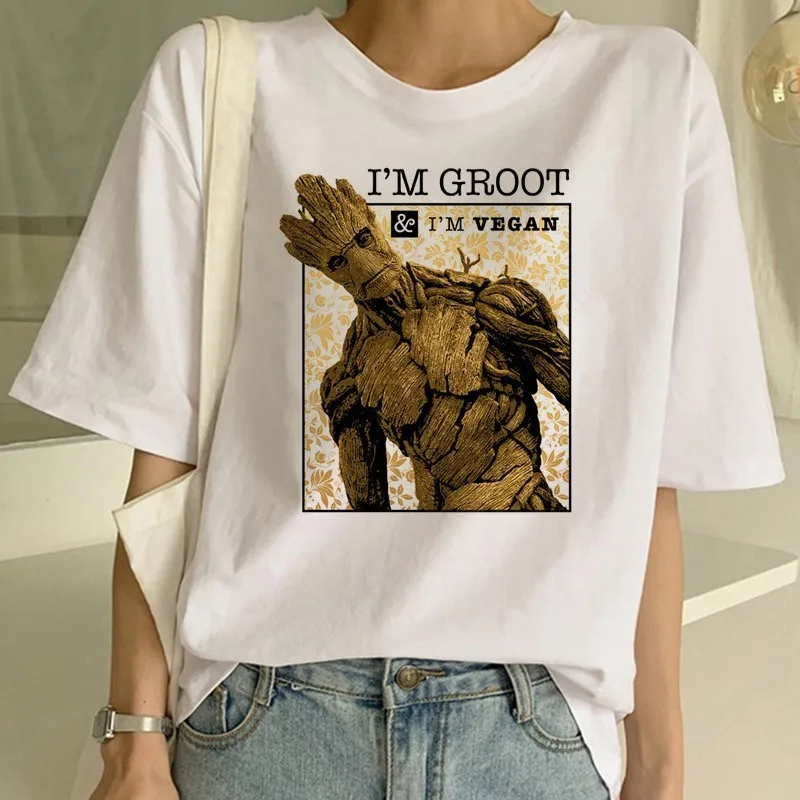 Женская футболка с милым принтом Bady Groot, сексуальный кавайный Топ, топы, футболка, забавная модная футболка с героями мультфильмов, Harajuku, обрезанная футболка
