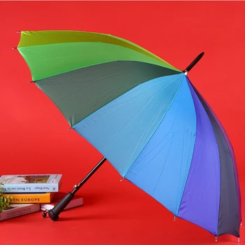 

2019 Fashion 16k Creative Long Handle Rainbow Umbrella Ladies UV Umbrella Men's Windproof Automatic Umbrella Ladies Umbrella