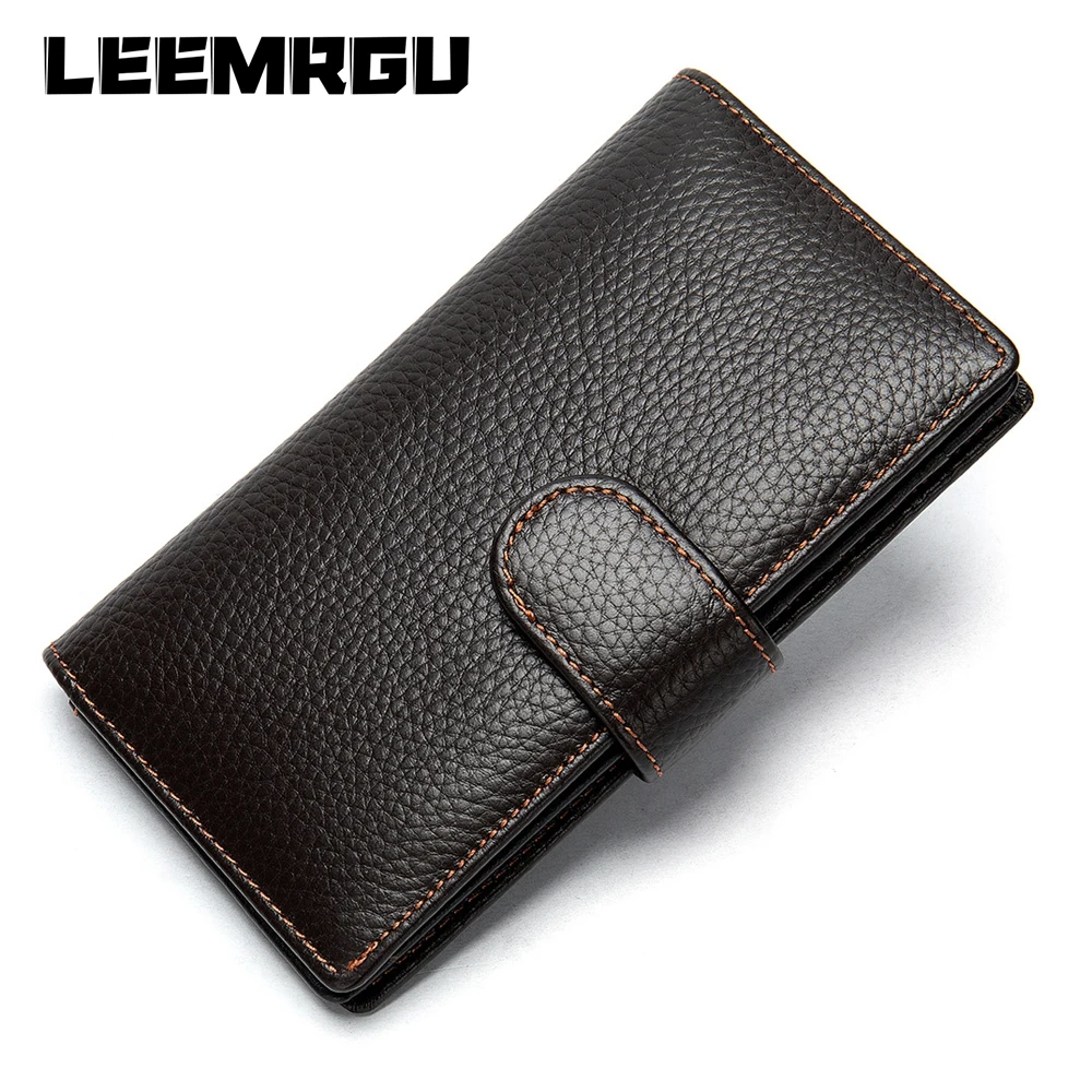 

Men's wallet leather long section credit card leather large capacity multi-function luxury soft hand-held mobile phone wallet