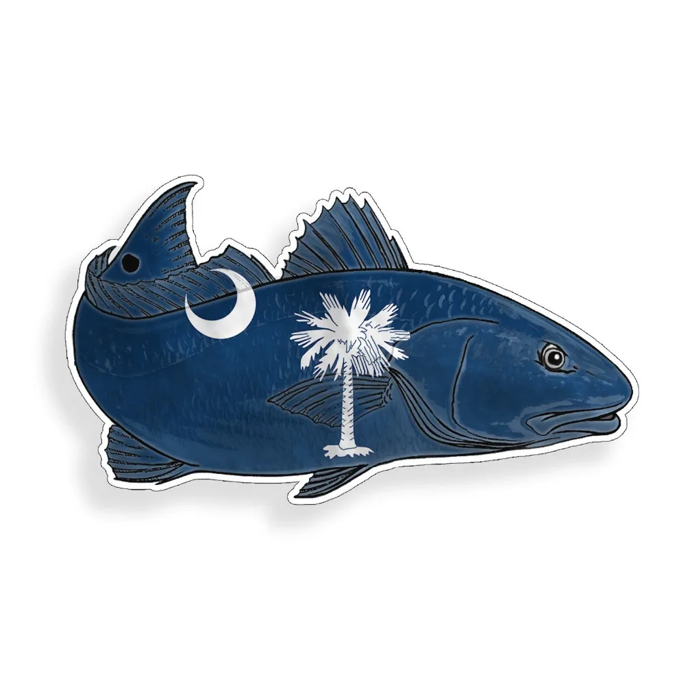 

South Carolina SC State Flag Red fish Sticker Cup Laptop Car Window Bumper Decal