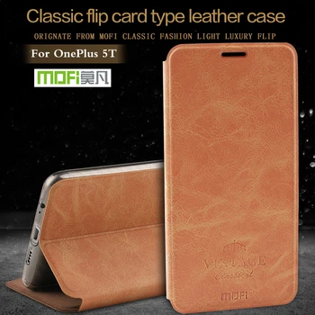 

Original Mofi Case For Oneplus 5T Cover Silicone Frame Leather Back Flip Capa Fundas 360 Shockproof One Plus 6 5 Cases Shell