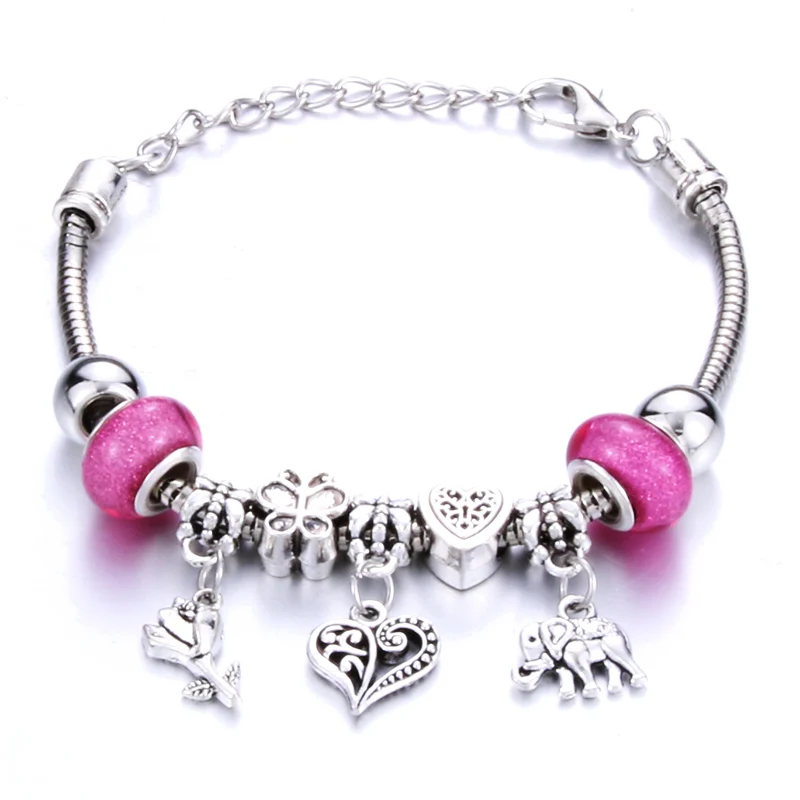 Романтическая любовь DIY браслет с подвесками Love Heart ключ и замок браслет для Для женщин, ювелирное изделие, рождественские Новое поступление на год подарок - Окраска металла: Сталь цвет