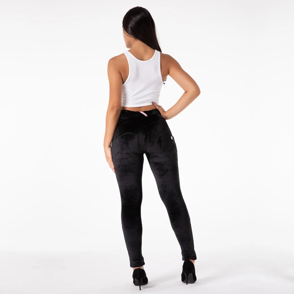 Shascullfites Melody Women's Elegant Velvet Pants Solid Color High Elastic Warm Slim Booty Lifting Leggings Straight Pants 6