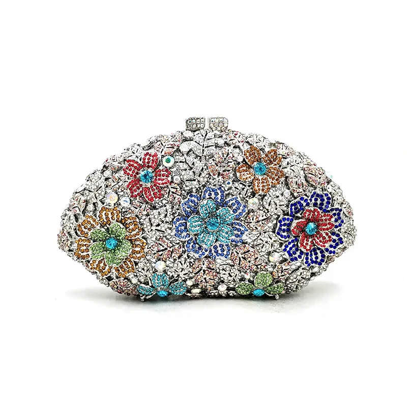 Женская Дамская сумочка для вечеринок, бриллианты, элегантные кошельки, роскошные клатчи, свадебные дизайнерские сумки-кошельки с цветами и кристаллами - Цвет: Color 13