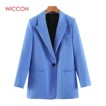 

2020 Women Formal Blue Blazer Long Sleeve Ladies Coat Female Pockets Buttons Blazer Work Office Business Suit Office Lady