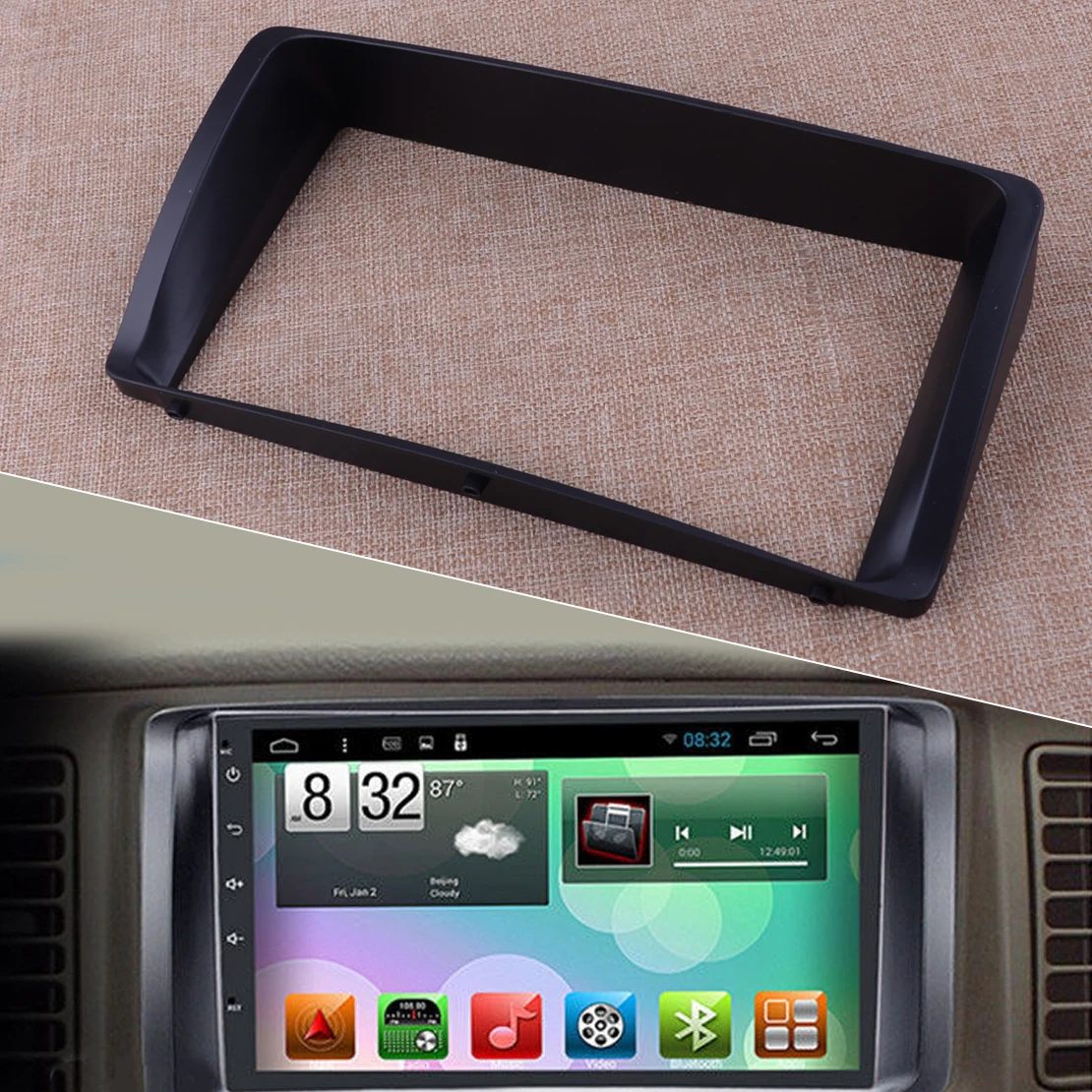 

ABS Black Car Styling 2Din Stereo Radio Fascia Plate Panel Frame Cover Kit Surrounded Fit for Toyota Corolla 2003 2004 2005 2006
