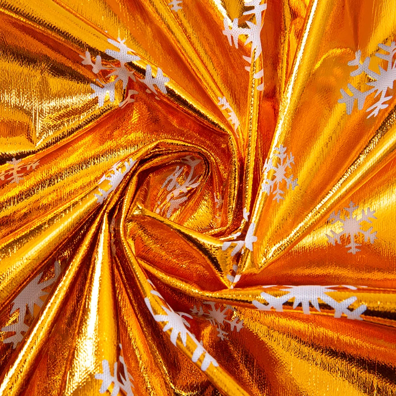 Лазерная ткань эластичный спандекс Снежинка Бронзирующая блестящая Рождественская декорация костюм сценическая ткань для одежды ручной работы