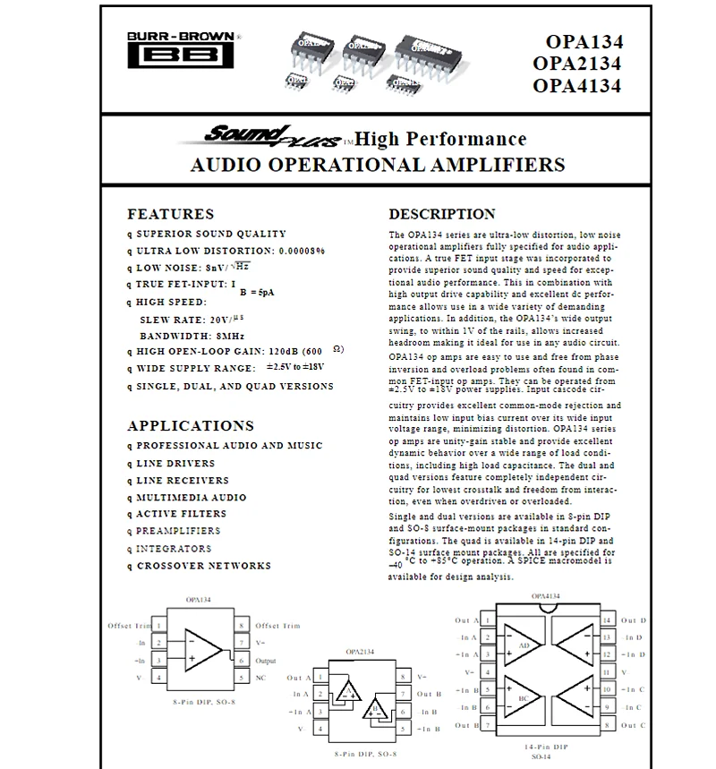 1 шт. OPA2134PA двойной op amp opa2134pa OPA2134 сделано в малайзии
