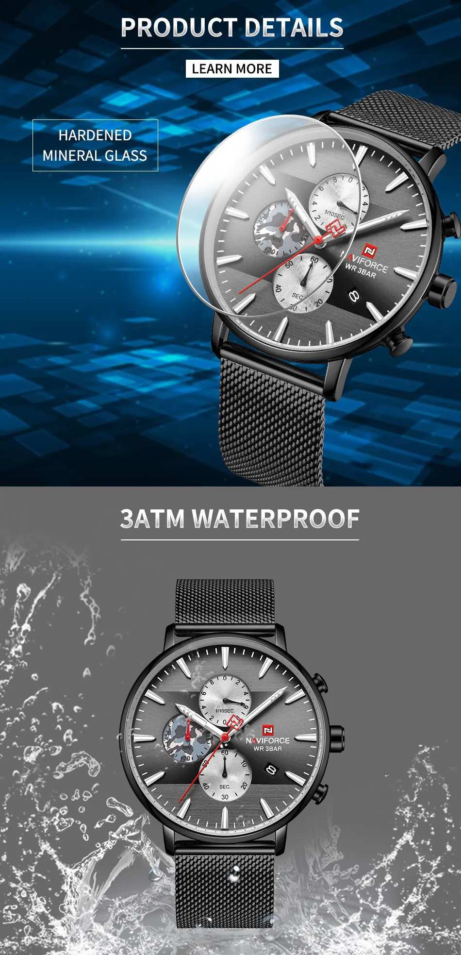 NAVIFORCE Топ для мужчин s часы брендовые Роскошные Модные Кварцевые водонепроницаемые мужские часы спортивные стальные военные наручные часы Relogio Masculino