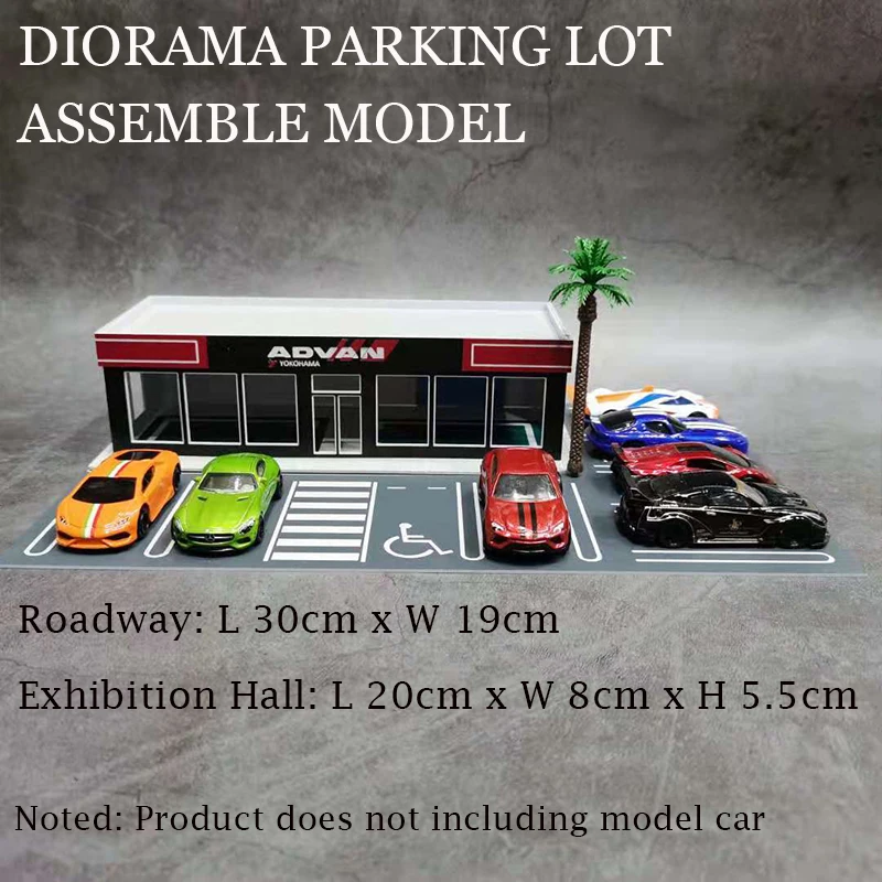 Diorama 1:64 Model Car Roadway Exhibition Hall Display Scenery
