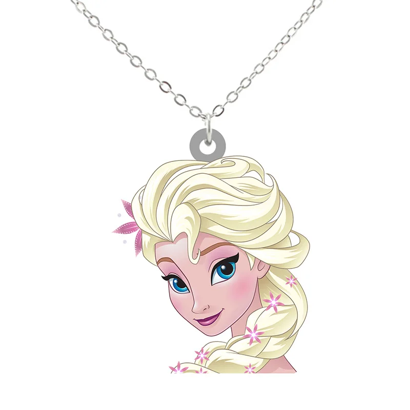 Disney Beautiful Princess Aisha Long Jewelry Chain Necklace Epoxy Design Compact Epoxy Pendant Necklace Cute Girl Accessories