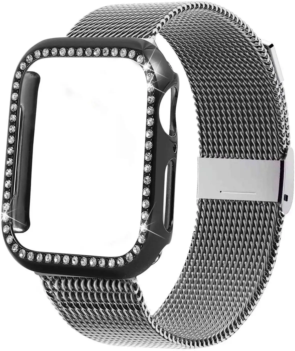 Алмазный чехол для часов+ Миланская петля для Apple Watch 42 мм 38 мм 40 мм 44 мм браслет ремешок для Apple Watch 5 группа серия 4 3 2 1