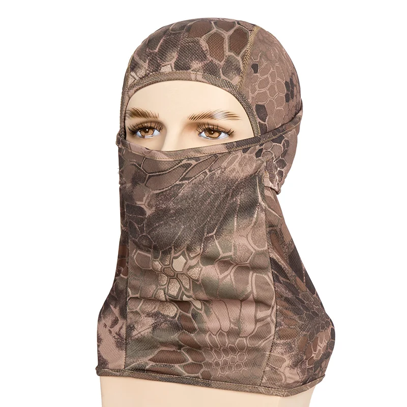 Newly 2Pcs Hunting Hinking Protecting Full Face Mask Quick Drying Dustproof Camouflage Headgear Cap SD669 - Цвет: Sand boa