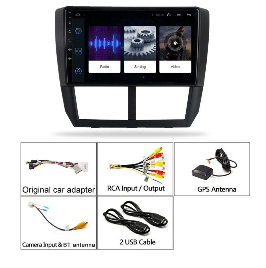 9'' Car Stereo Radio Quad-core RAM 2GB ROM 32GB Android 9.1 GPS WIFI 3G 4G BT DAB Mirror Link OBD For Subaru Forester 2008~2012