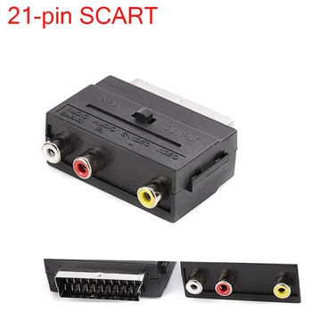 

Broomstick Head 21 pin SCART European Insert Chromatic Aberration line 3RCA Female AV Terminal Adapter With Switch TV Converter