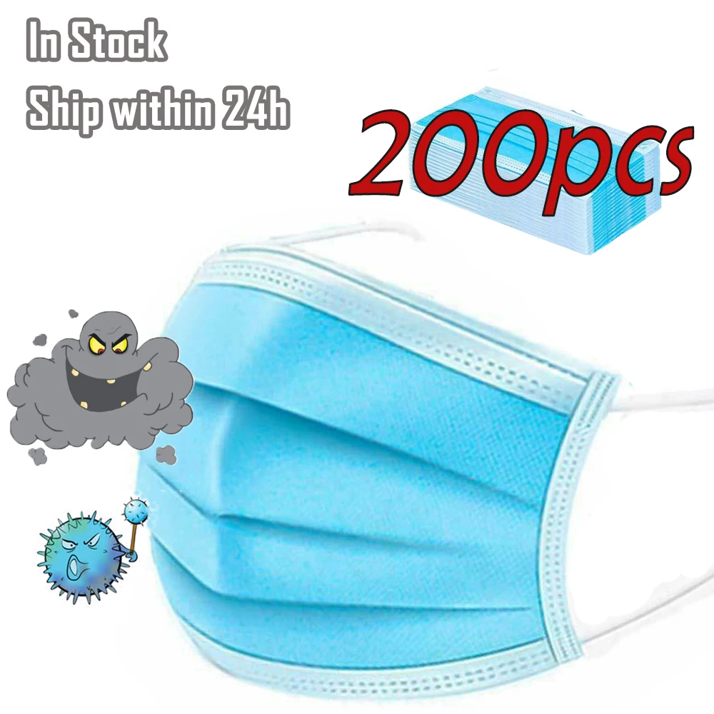 

30-200pcs Disposable Mouth Face Mask Virus Surgical Mask 3ply Prevent Bacteria Mask Protect Masks Pollustion Children Face Masks