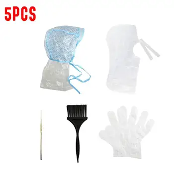 

5-piece Set Disposable Hair Dye Tool Maquillaje Highlighter Cap Highlighter Cap Crochet Hair Dye Shawl Hand Cover TSLM1