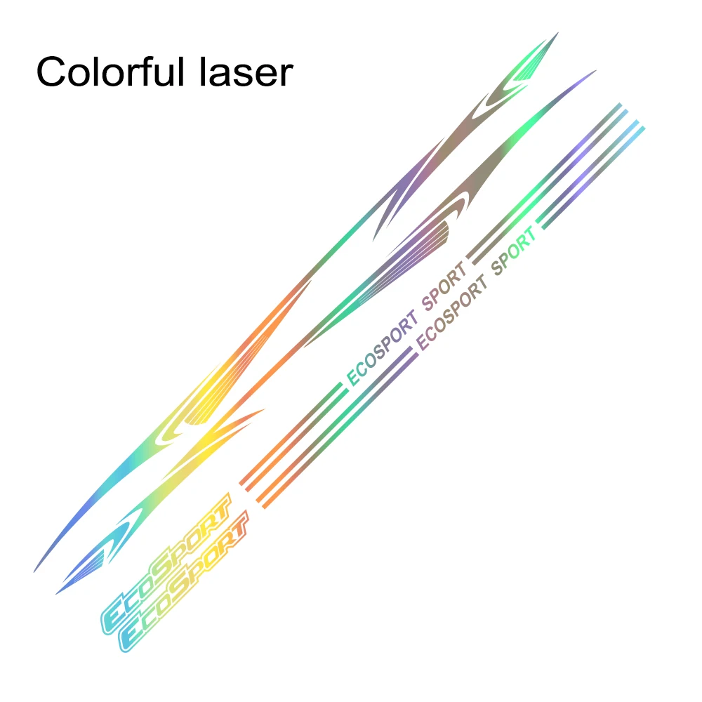 Carbon Laser 2 шт. наклейки для автомобилей с боковой полосой для Ford Ecosport Авто Виниловая пленка для спортивных гонок водонепроницаемые наклейки для украшения автомобиля аксессуары для тюнинга - Название цвета: Carbon Laser