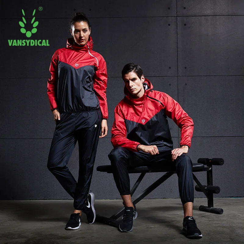 VANSYDICAL Mens Sauna Suit Gym Clothing Set Hoodies Pullover Sportswear Running Fitness Weight Loss Sweating Sports Jogging Suit
