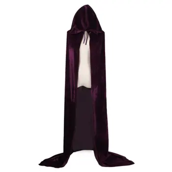 

8Colors Adult Halloween Velvet Cloak Cape Hooded Medieval Costume Witch Wicca Vampire Men Women Scary Costumes