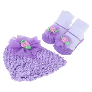 

1 1 Set Baby Hat Socks Knitted Cap Floral Shoes Soft Comfortable Winter Warm Newborn Girls Infant Costume Photography Clothing