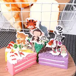 24 шт/лот мультфильм диких животных верхушка для торта зубочистки с украшением для детей день рождения украшения поставки торта инструменты