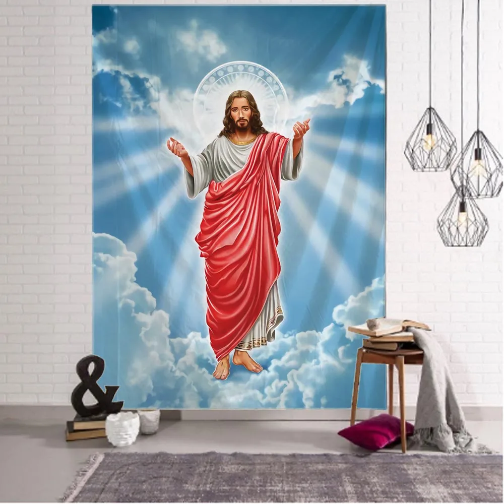Jesus retro art illustration tapestry home wall decoration hippie bohemian decoration yoga mat sheets aesthetic room tapestry decor