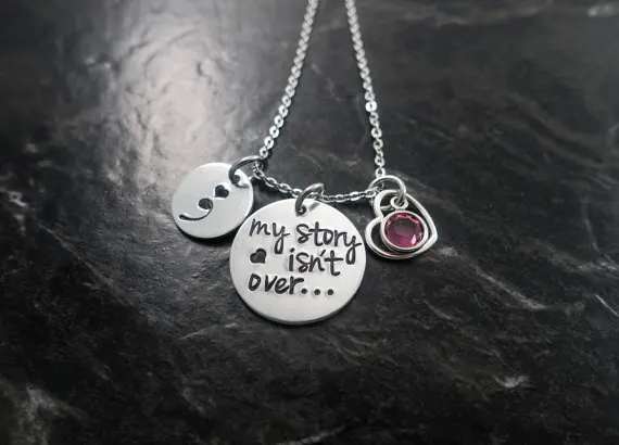 Ожерелье Semicolon моя история еще не закончена серебряное ожерелье для девушек и