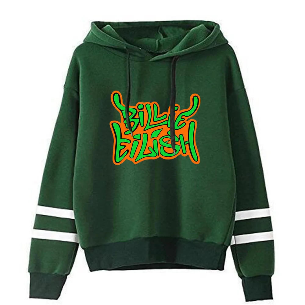 Green with Fleece UIDEAZONE Billie Eilish женские толстовки с принтом вентиляторы Повседневный однотонный длинный рукав свитер для женщин, пуловер с капюшоном Sudadera Mujer - Цвет: Green with Fleece