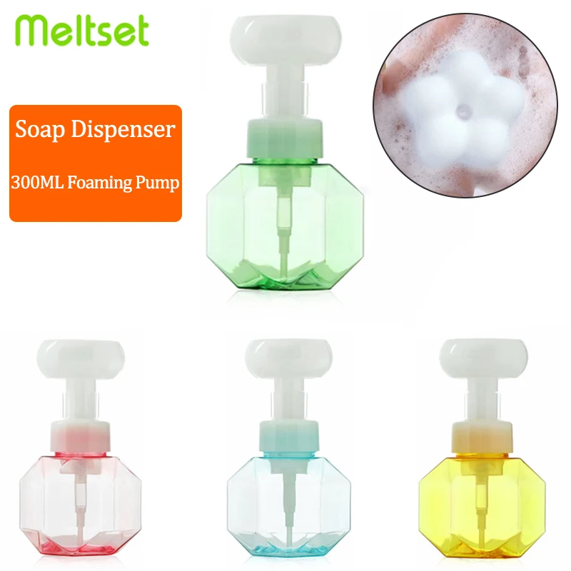 300ML Liquid Soap Dispenser Flower Shape Foam Foaming Pump Bottle Automatic Soap Dispensor Dish Soap Dispensers Hand Sanitizer