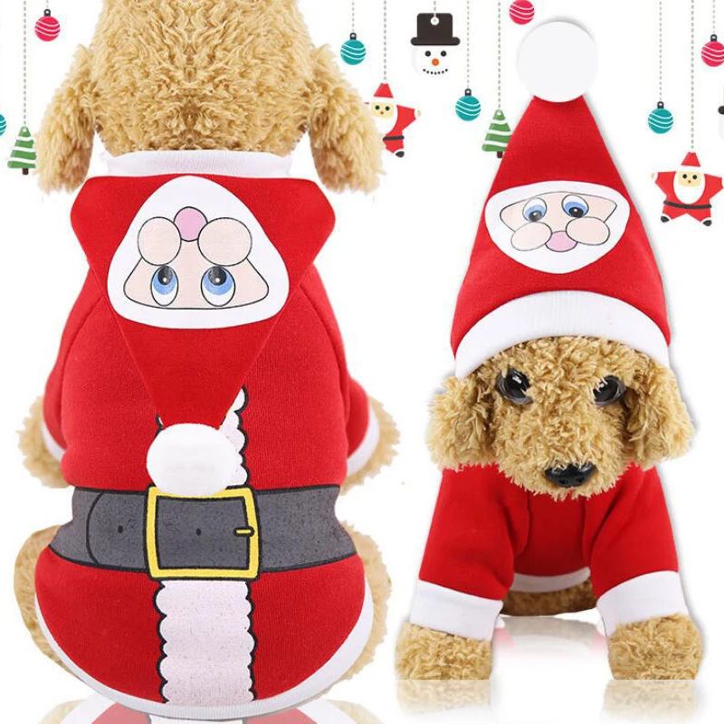 HIPET Pet Рождественский костюм собака кошка одежда Apperal милый мультфильм Санта Клаус зимние теплые пальто для маленьких собак Щенок Одежда