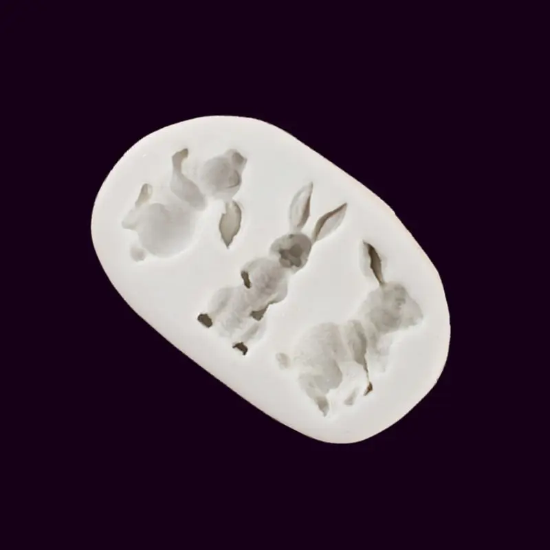 

3D Silicone Cake Mould Easter Three Rabbits Decorat Mold Chocolate Baking Tool