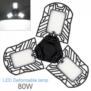 

60W 6000LM E27 LED Floodlight Radar Induction Deformable Garage Light Super Bright Industrial Lighting for Warehouses Parking