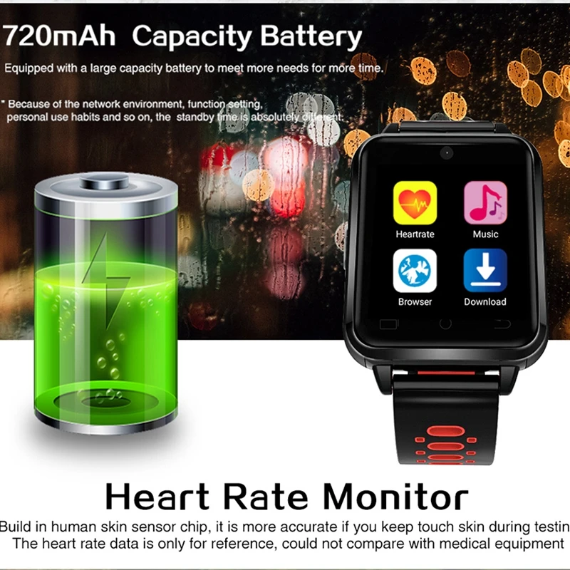 4G Smart Watch Bluetooth GPS WIFI RAM 1GB+ 8GB Music Player Blood Pressure IP67 Waterproof Relogio Inteligente for Android 6.0