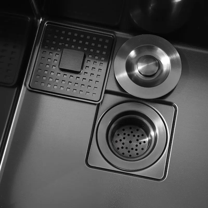 black Kitchen Sink 304 Stainless Steel vegetable washing basin black sink above counter or udermount Single sink kitchen