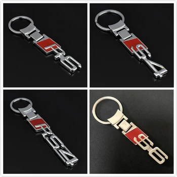 

Creative Electroplated Silver Metal Carving Hollow car styling key ring Accessories For Audi rs rs4 s4 s6 car key chain key ring